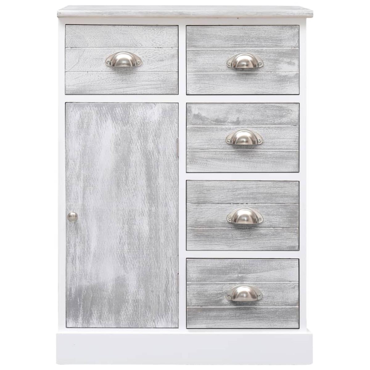 Aparador con 10 cajones madera gris 113x30x79 cm