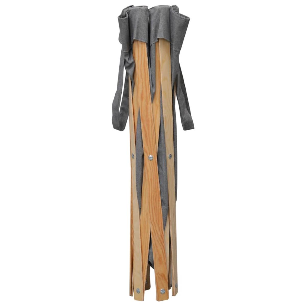 Cesto para colada plegable madera y tela gris