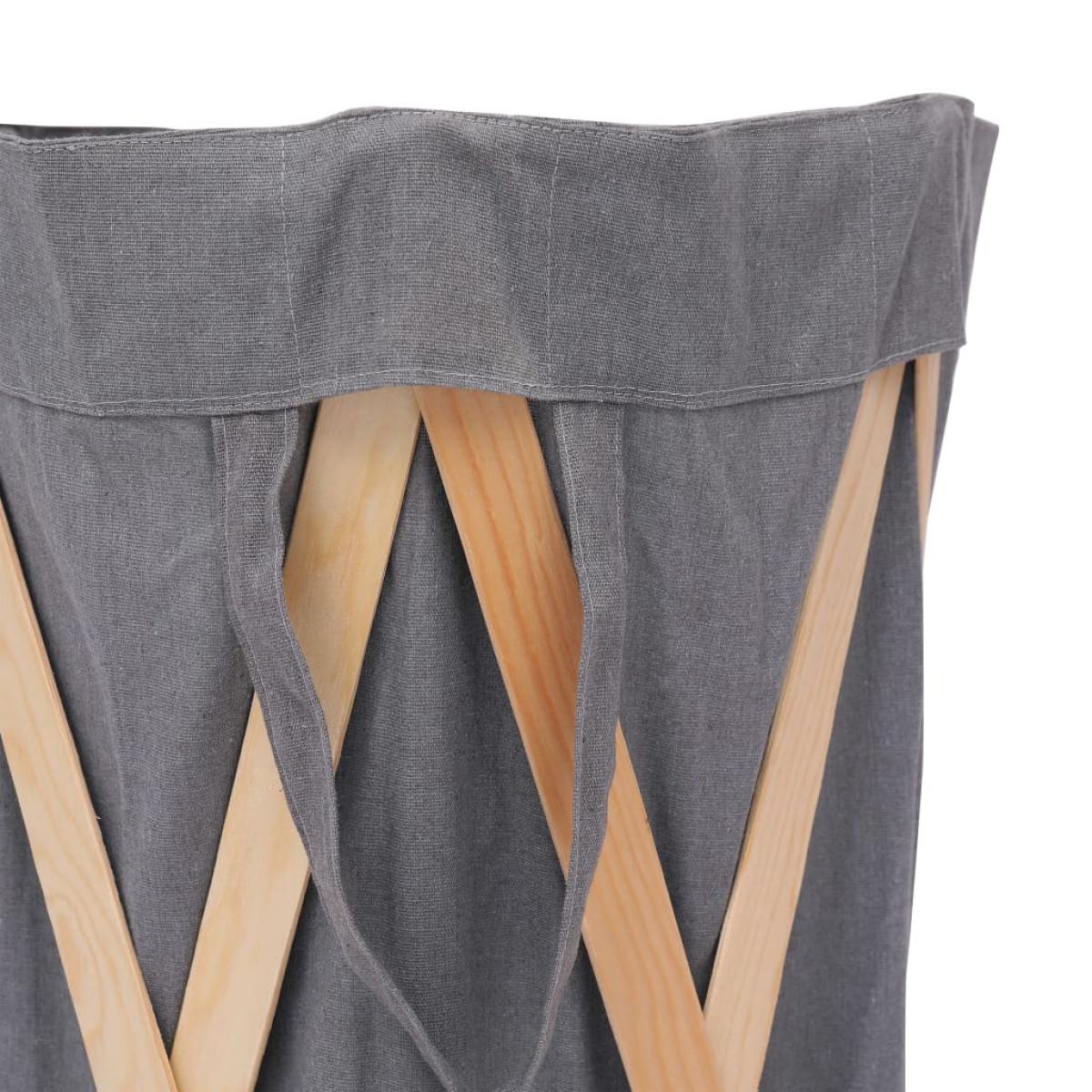 Cesto para colada plegable madera y tela gris