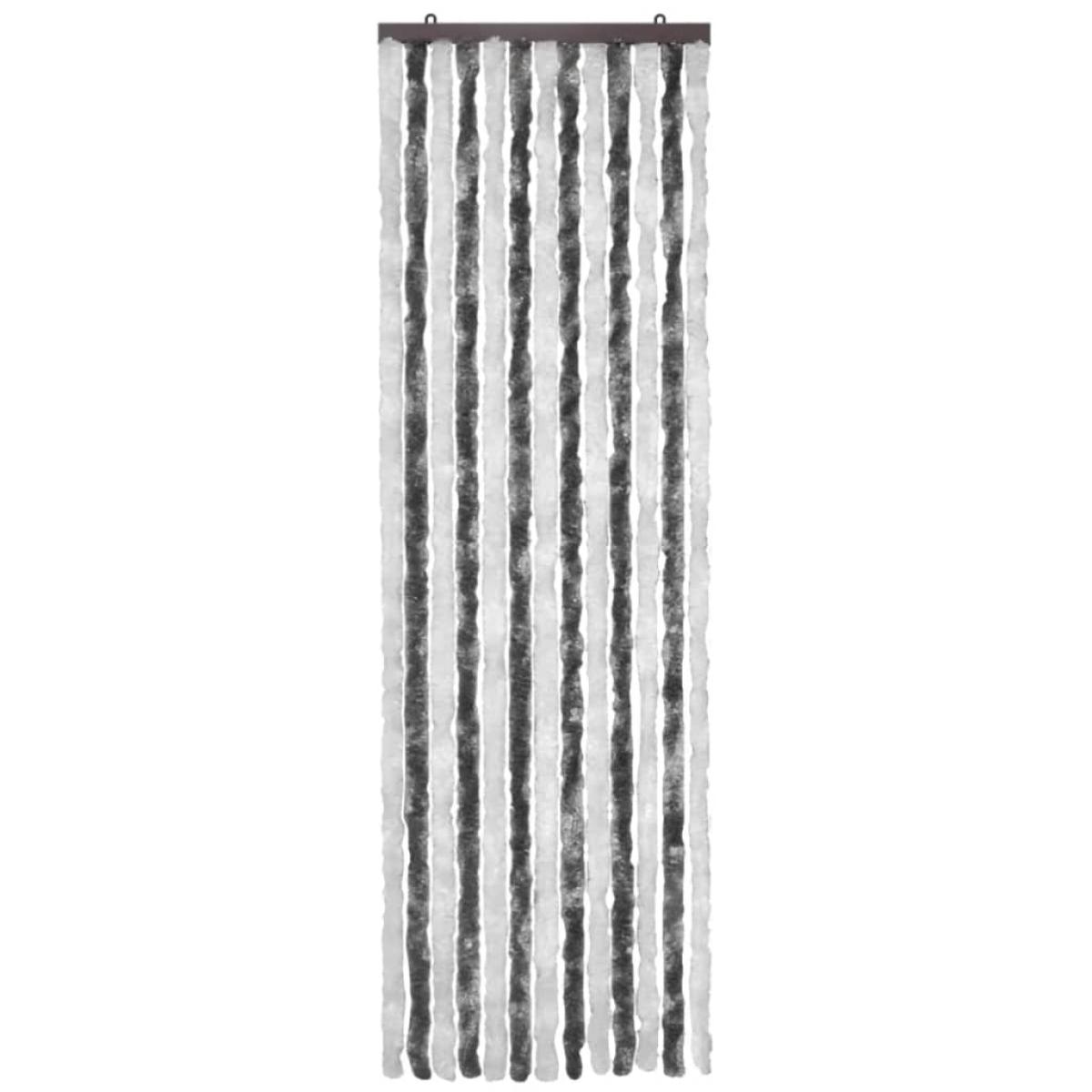 Cortina mosquitera de chenilla gris y blanca 56x185 cm 