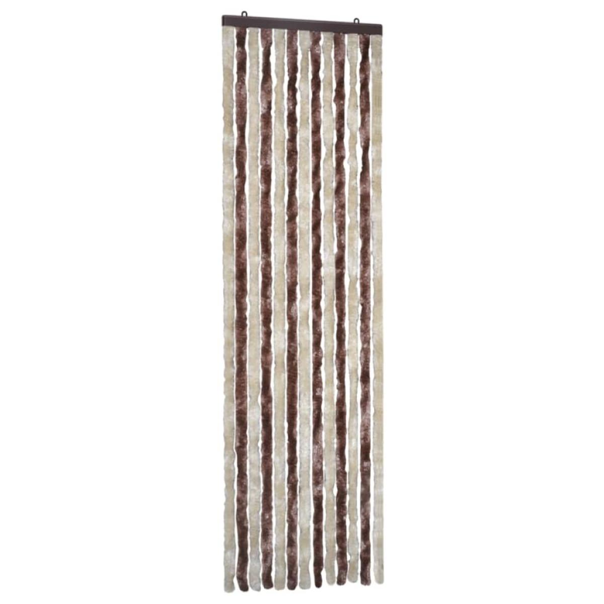 Cortina mosquitera de chenilla beige y marrón claro 56x185 cm