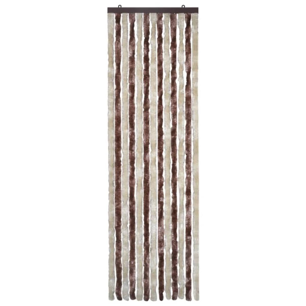 Cortina mosquitera de chenilla beige y marrón claro 56x185 cm