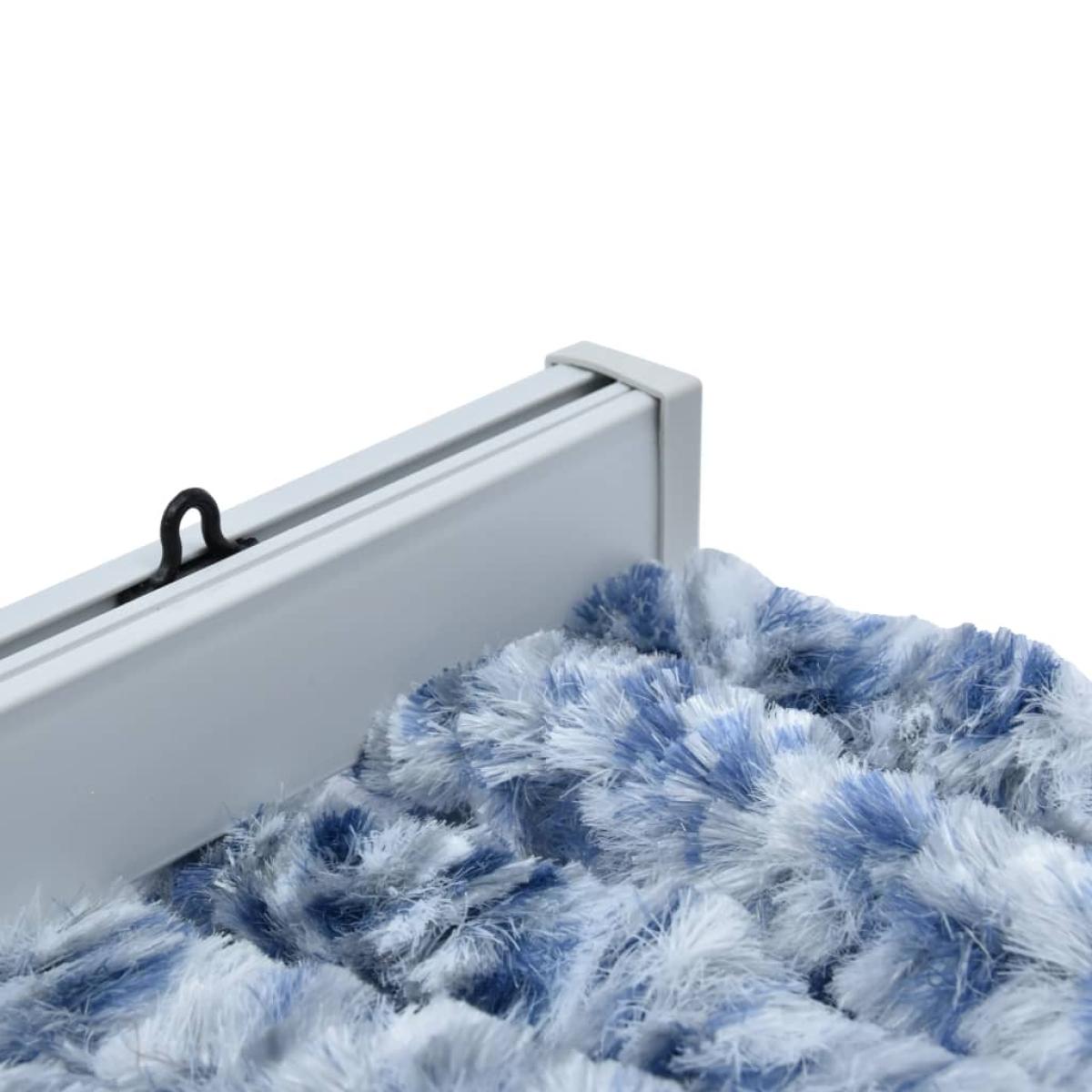 Cortina mosquitera chenilla azul blanco y plateada 56x185 cm 