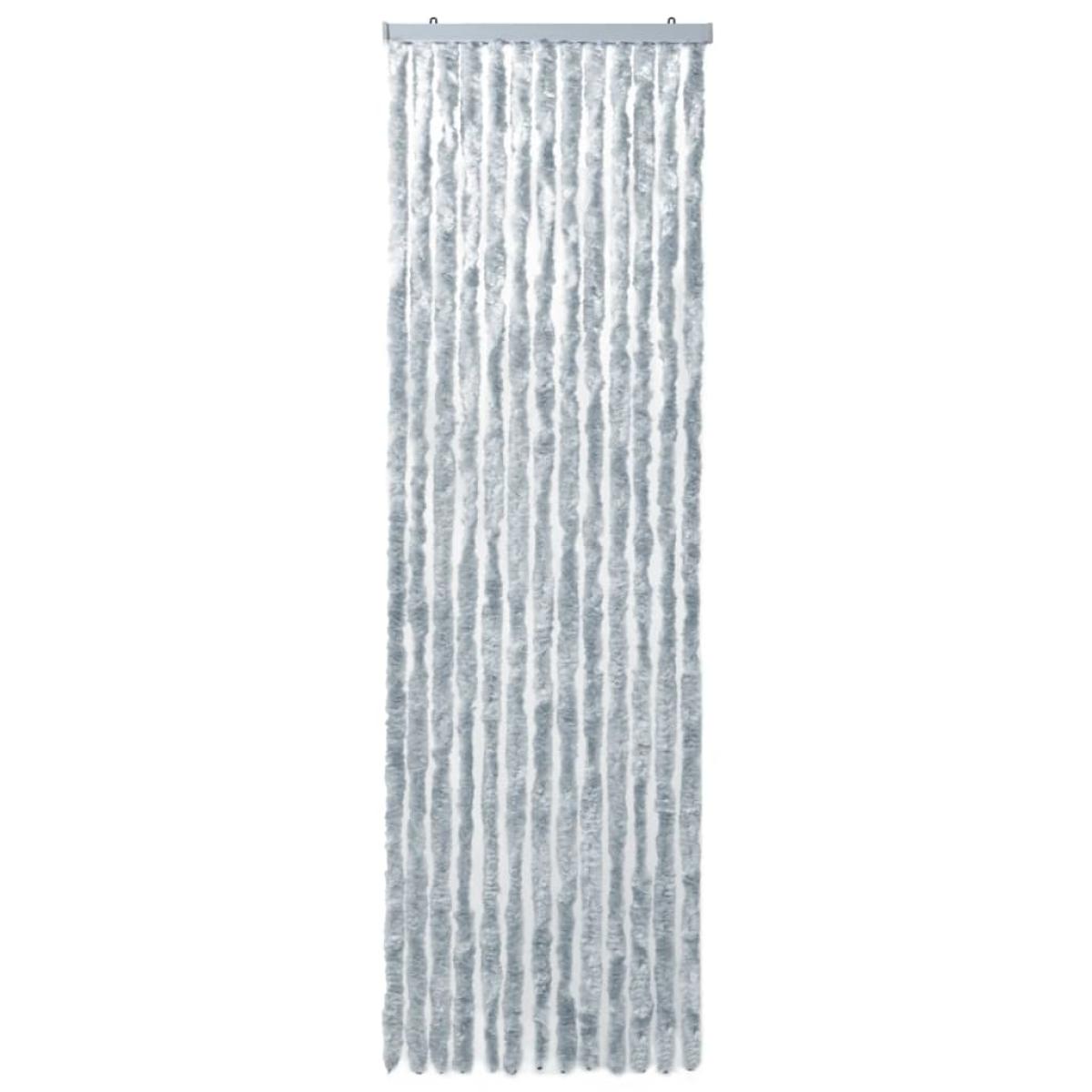 Cortina mosquitera de chenilla blanca y gris 56x185 cm