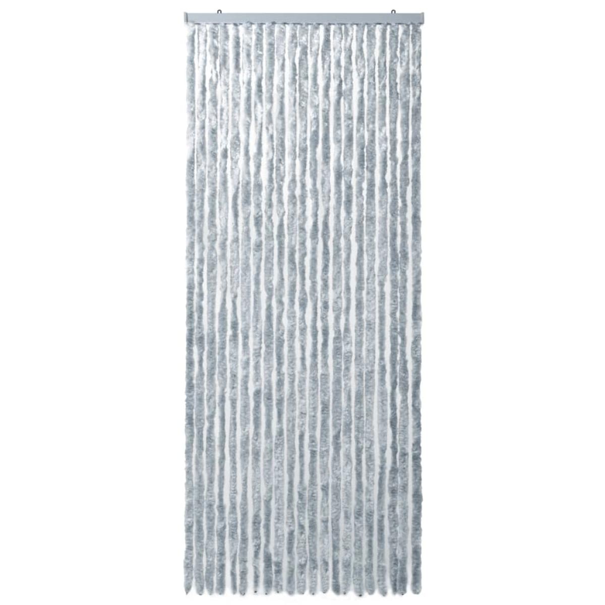 Cortina mosquitera de chenilla blanca y gris 90x220 cm 