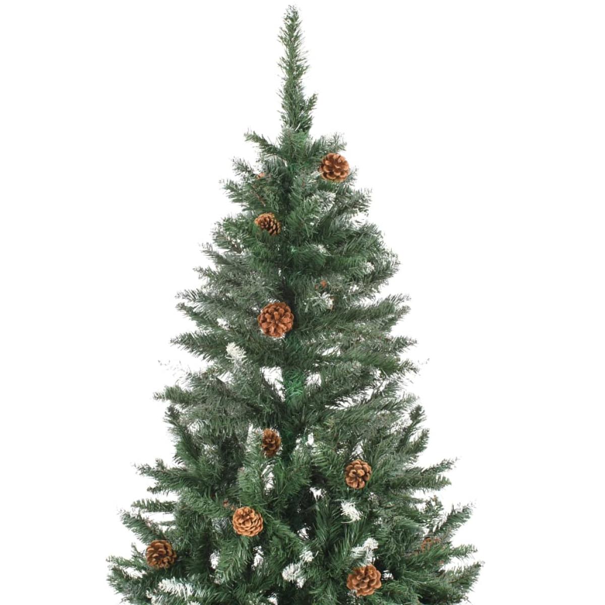 Árbol de Navidad artificial con piñas y brillo blanco 180 cm