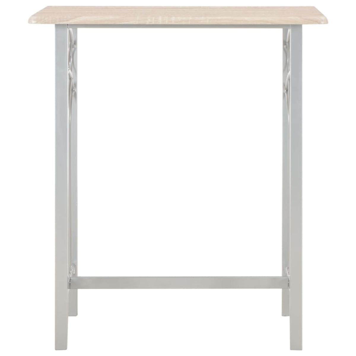 Set mesa y sillas altas de cocina 3 piezas madera y acero