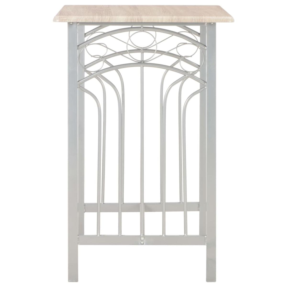 Set mesa y sillas altas de cocina 3 piezas madera y acero
