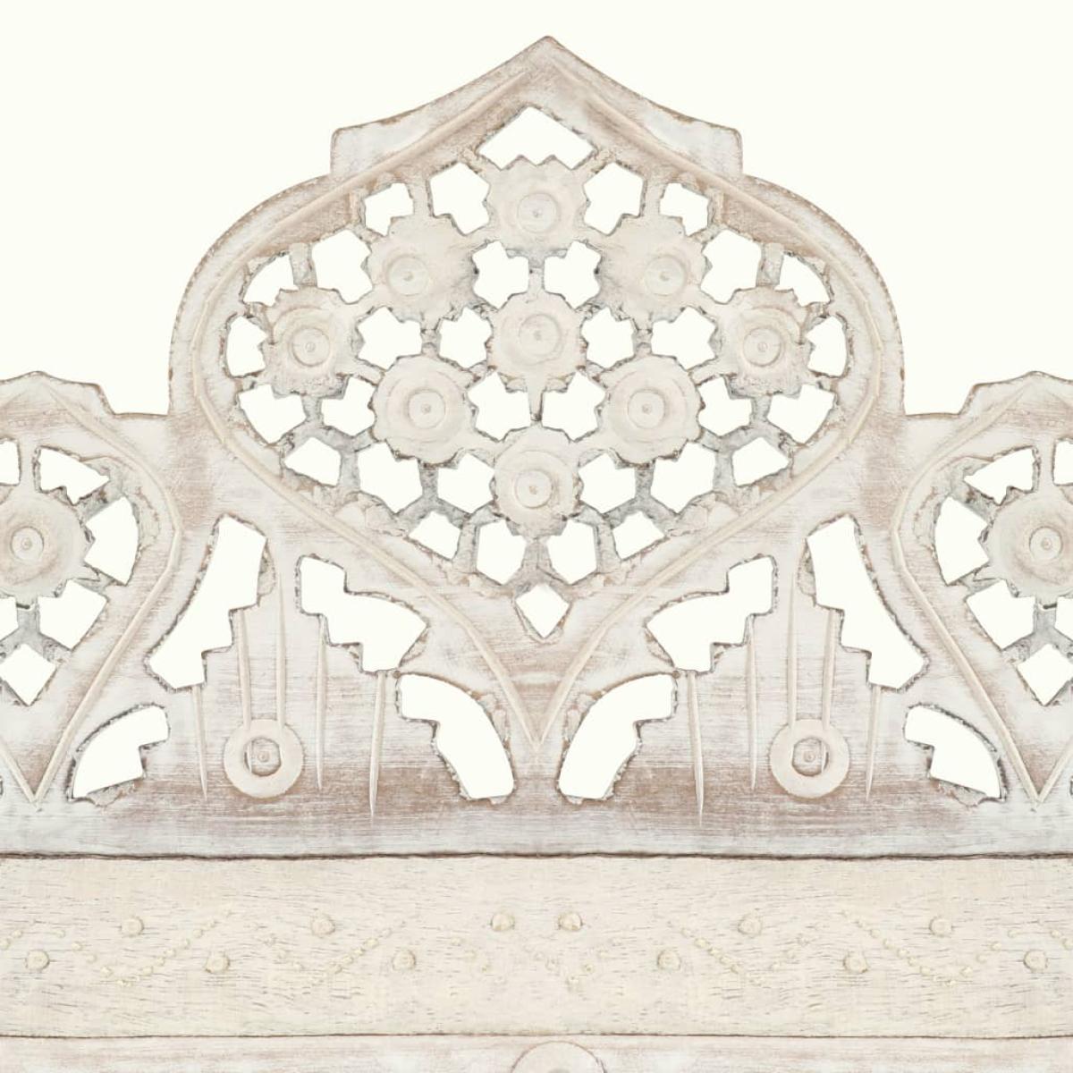 Biombo 3 paneles tallado a mano madera mango blanco 120x165 cm