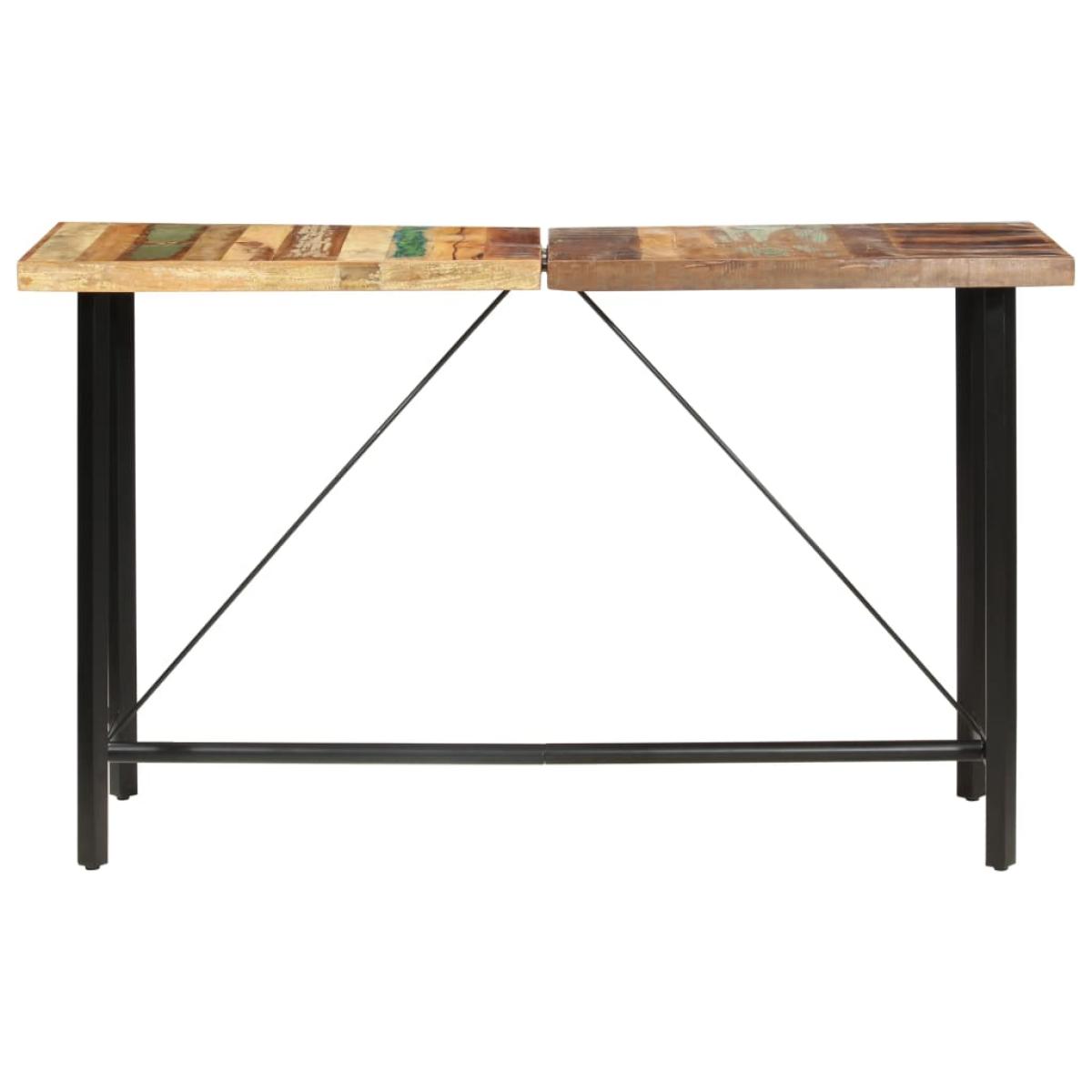 Mesa alta de cocina de madera maciza reciclada 180x70x107 cm