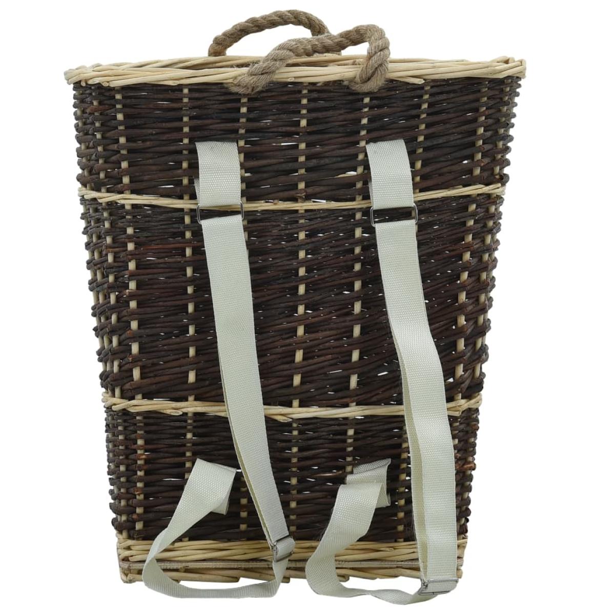 Cesto de leña con correas transporte sauce natural 44,5x37x50cm