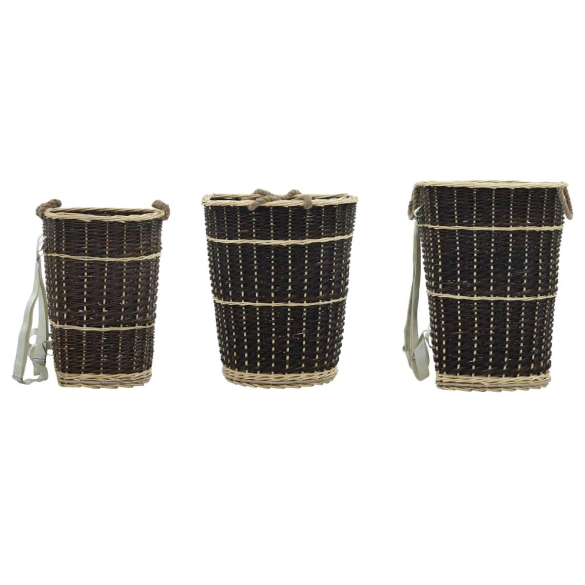 Cesto de leña con correas transporte sauce natural 44,5x37x50cm