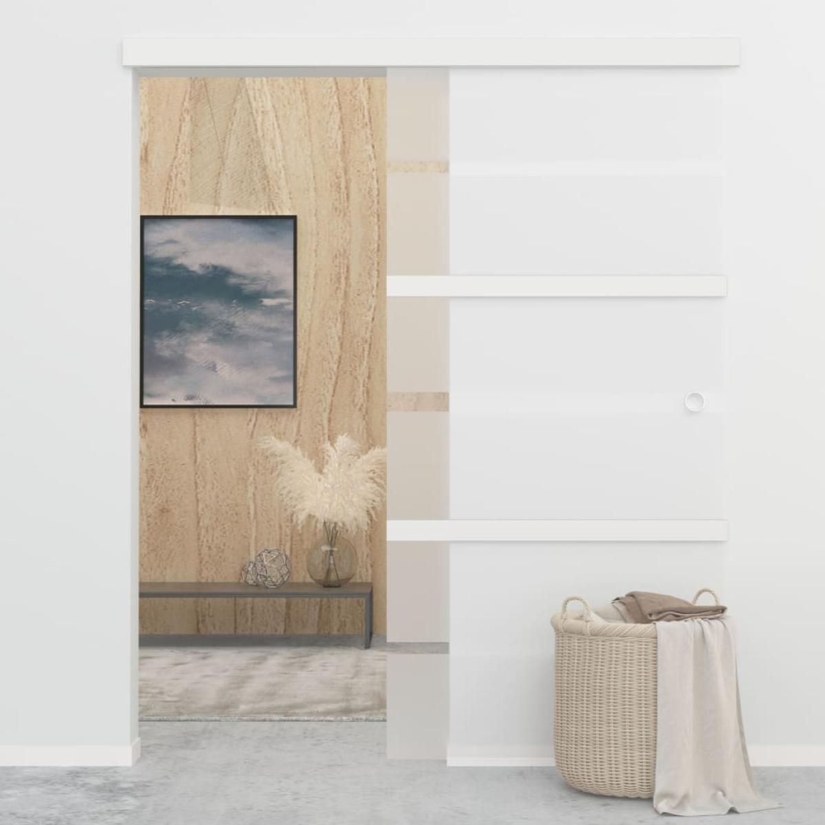 Puerta corredera vidrio ESG y aluminio plateado 102,5x205 cm