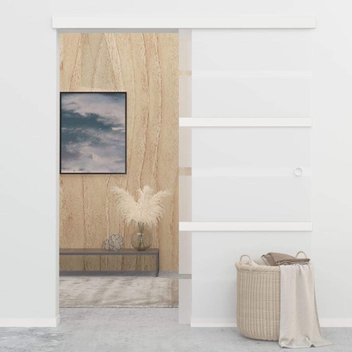 Puerta corredera con tope suave vidrio ESG y aluminio 90x205 cm