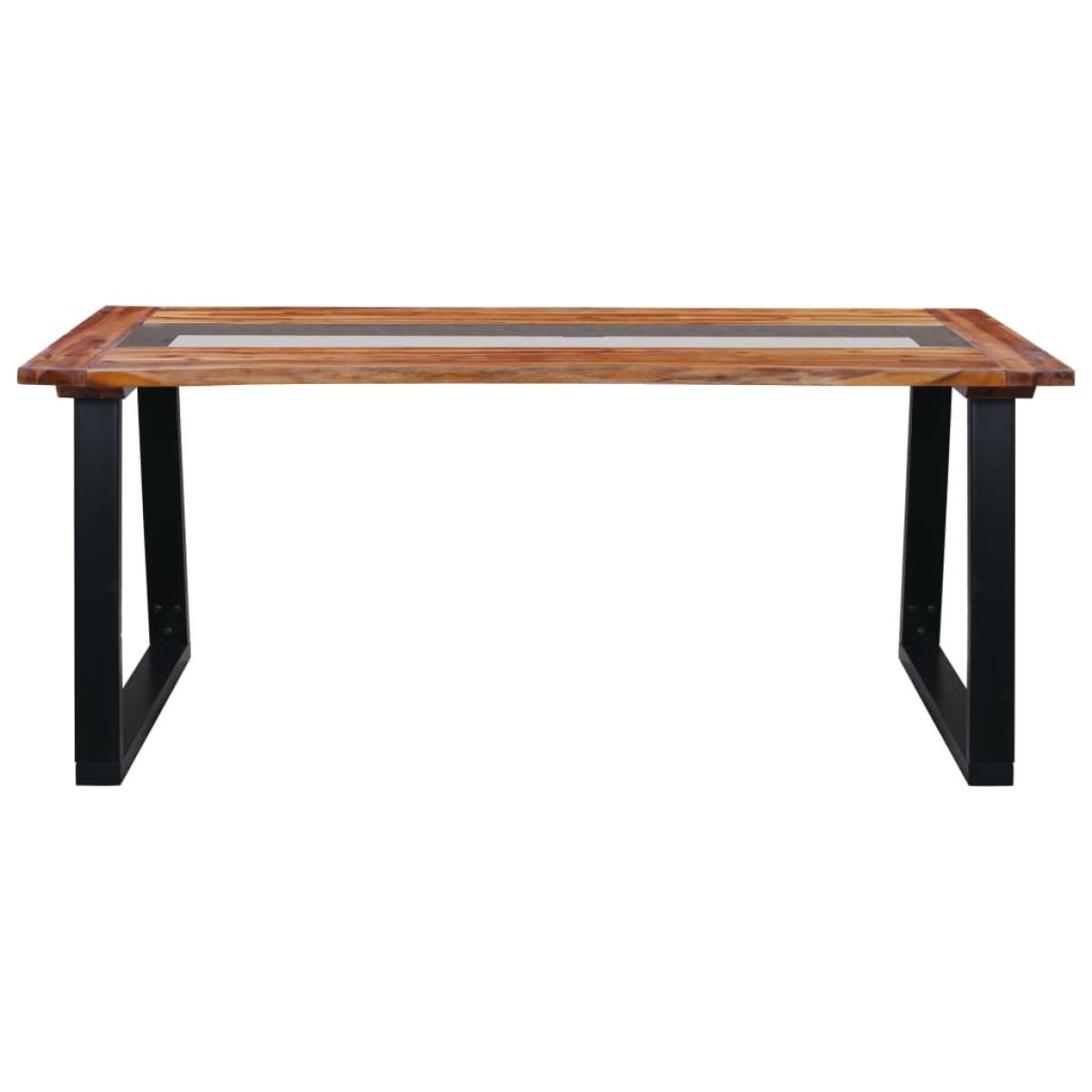 Mesa de comedor de madera maciza de acacia y vidrio 180x90x75cm