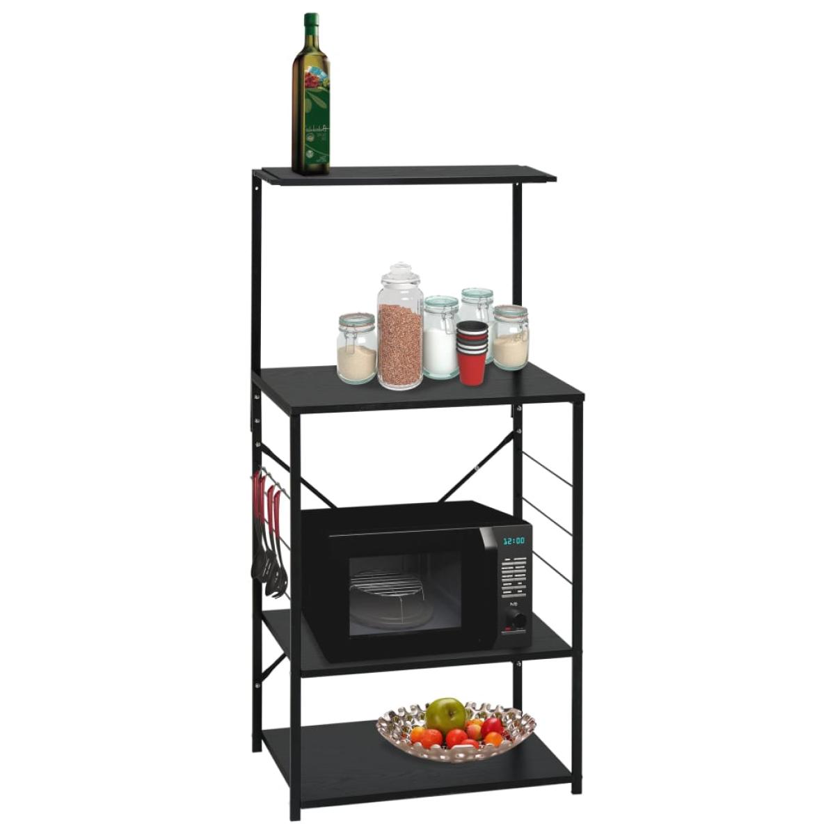 Armario de microondas aglomerado negro 60x39,6x123 cm