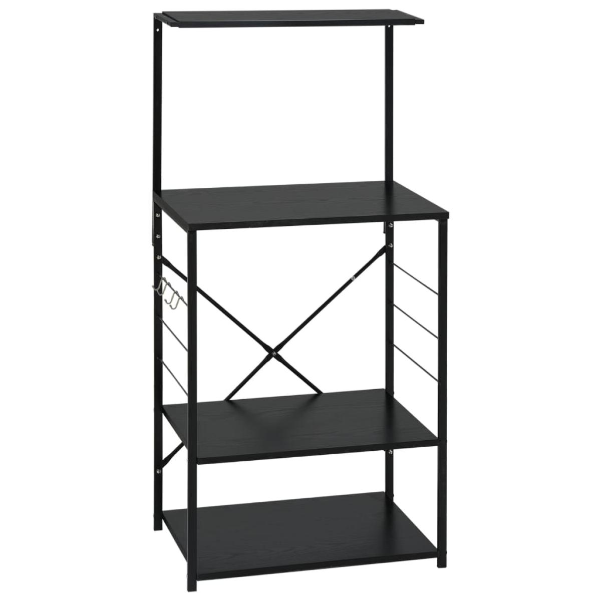 Armario de microondas aglomerado negro 60x39,6x123 cm