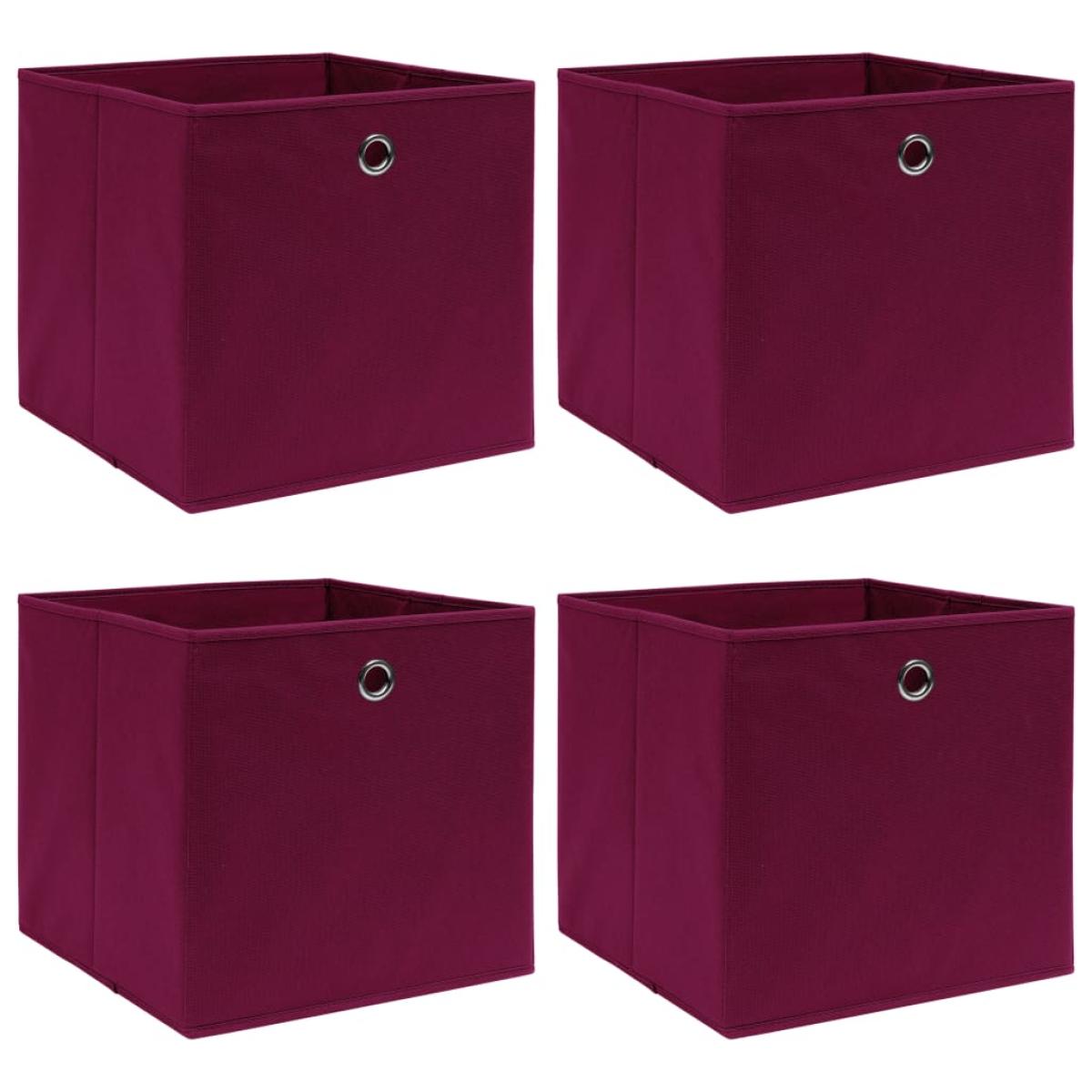 Cajas de almacenaje 4 unidades tela rojo oscuro 32x32x32 cm