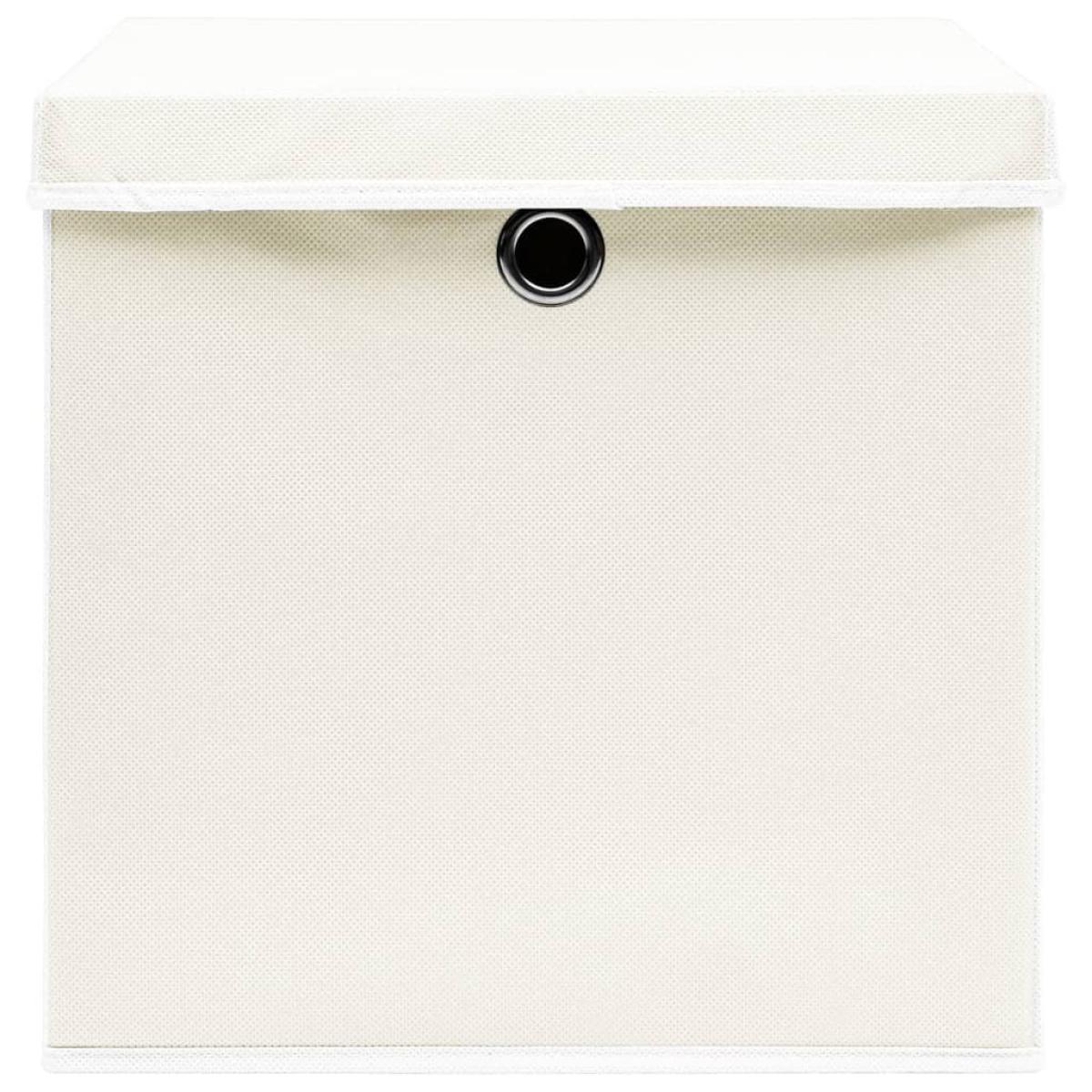 Cajas de almacenaje con tapas 4 unidades tela blanco 32x32x32cm