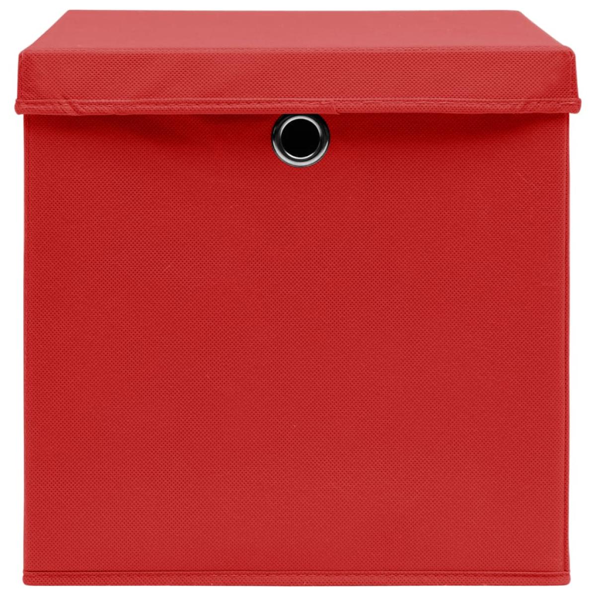 Cajas de almacenaje con tapas 10 unidades tela rojo 32x32x32 cm