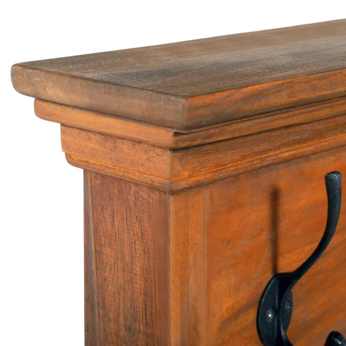 Perchero de pared de madera maciza de teca 100x10x20 cm