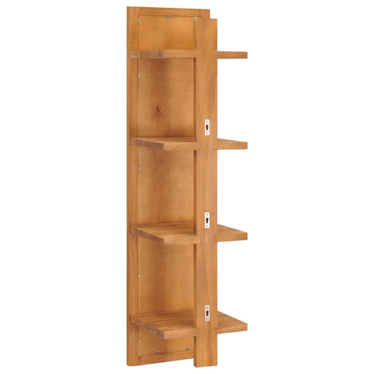 Espejo de pared con estantes madera de teca maciza 30x30x120 cm