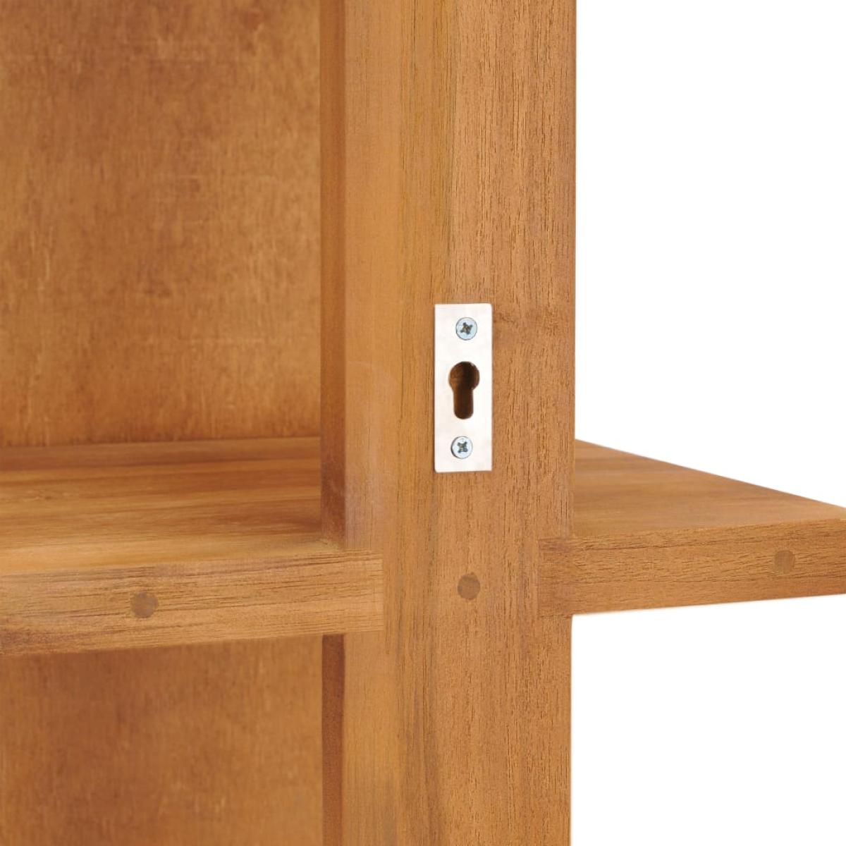 Espejo de pared con estantes madera de teca maciza 30x30x120 cm