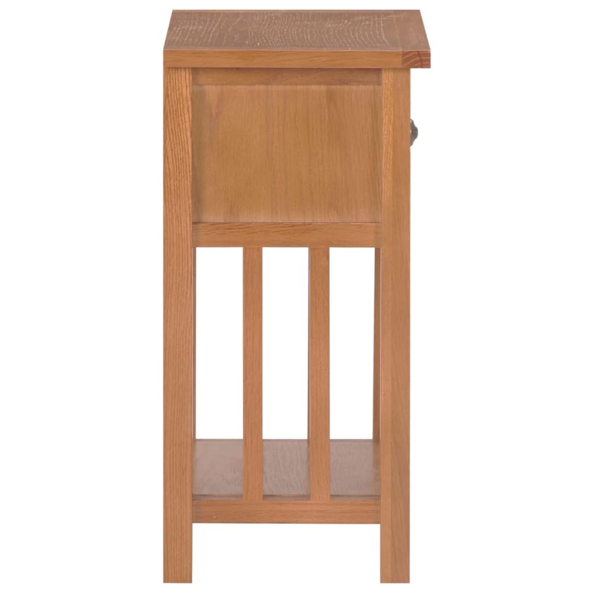 Mesa revistero con cajón madera maciza de roble 35x27x55 cm