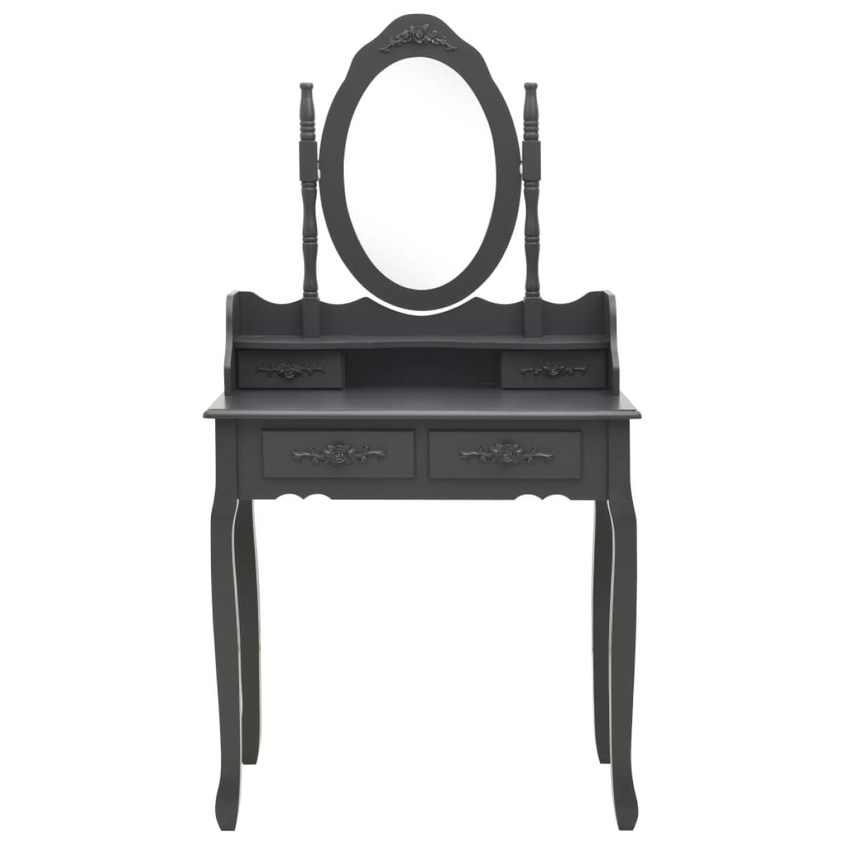 Juego de tocador y taburete madera paulownia gris 75x69x140 cm