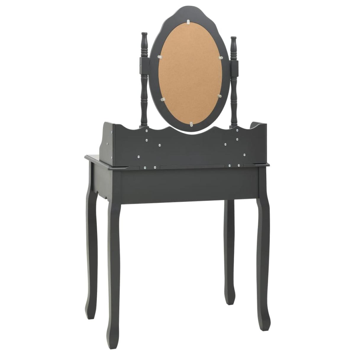 Juego de tocador y taburete madera paulownia gris 75x69x140 cm