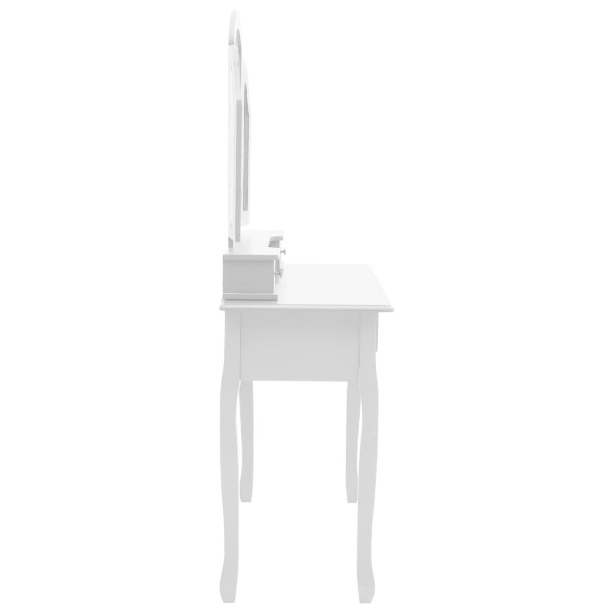 Set de tocador y taburete madera paulownia blanco 100x40x146cm 