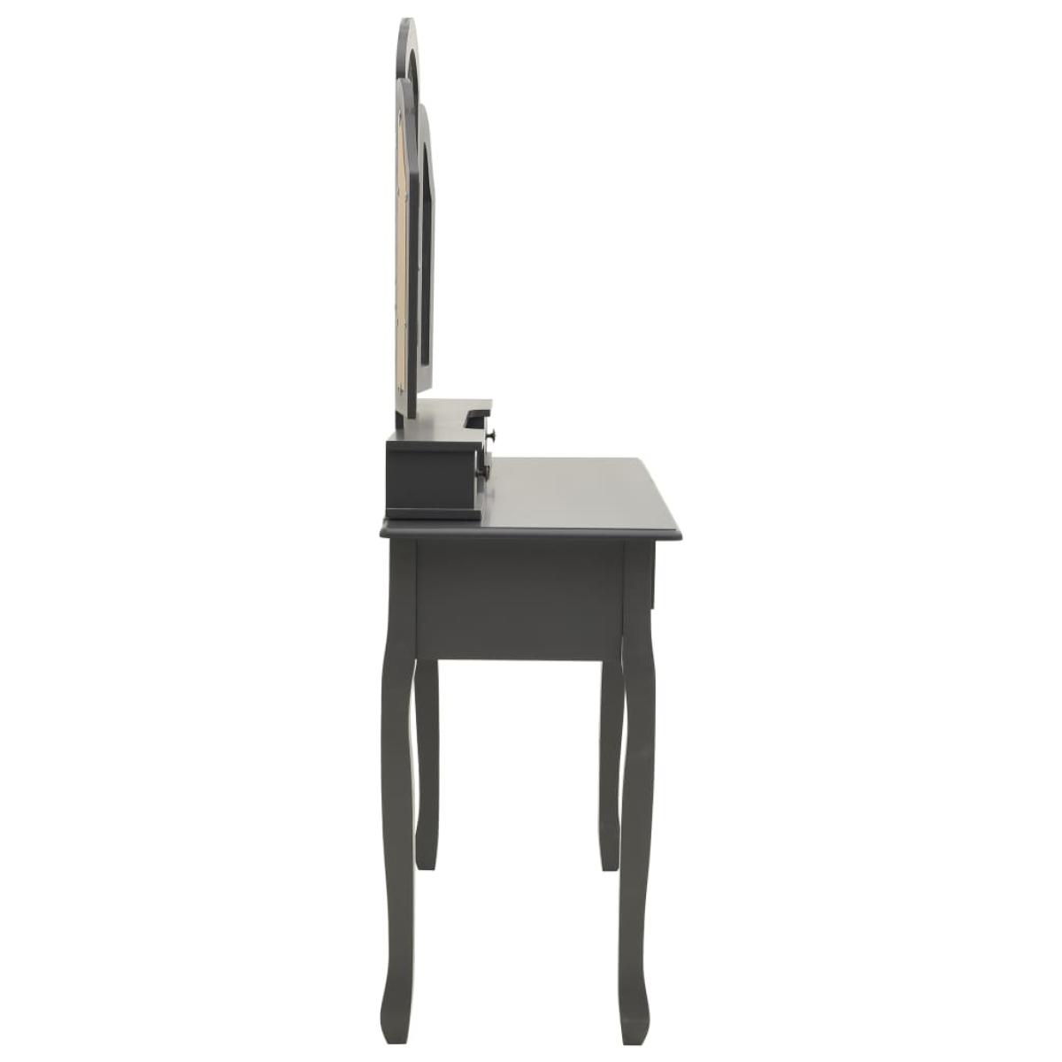 Juego de tocador y taburete madera paulownia gris 100x40x146cm 