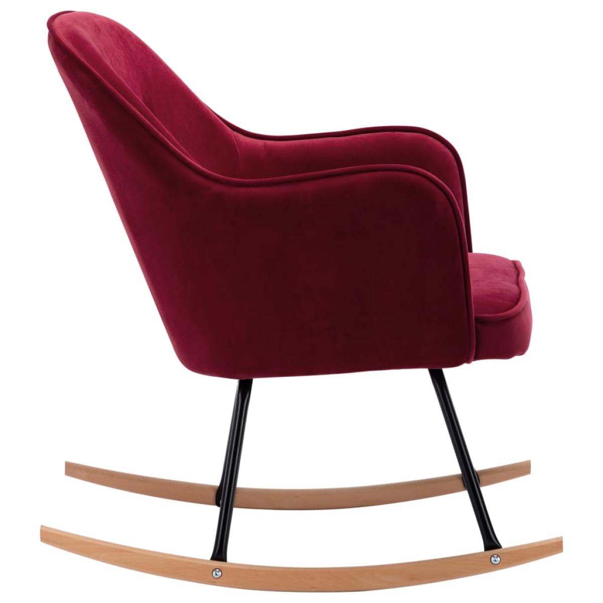 Silla mecedora de terciopelo rojo vino tinto
