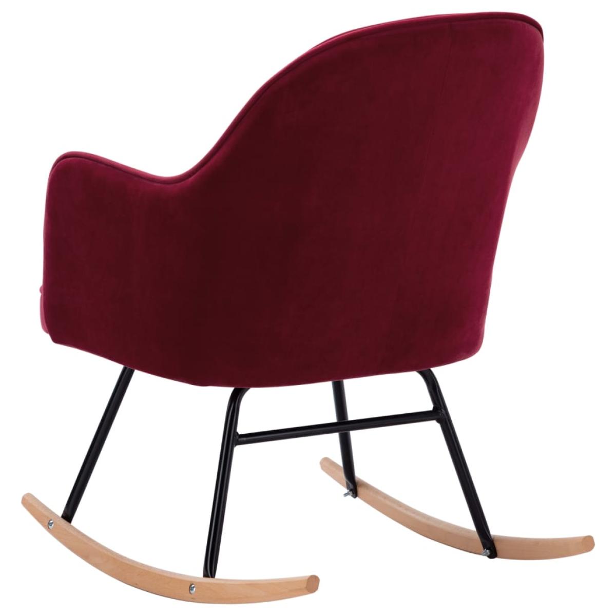 Silla mecedora de terciopelo rojo vino tinto