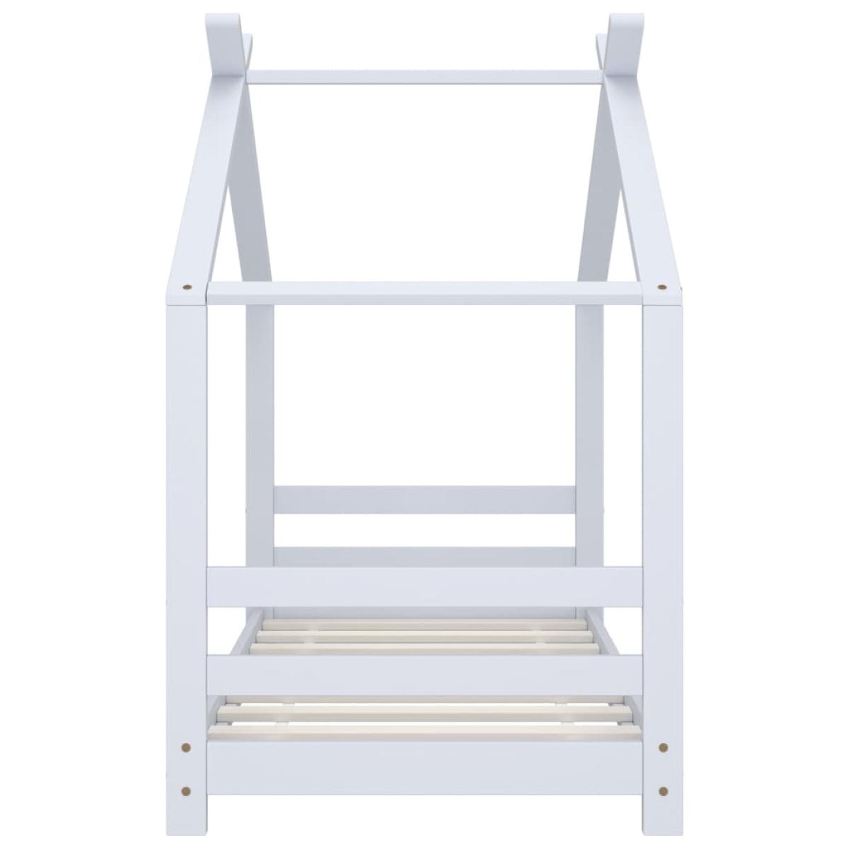Estructura de cama infantil madera maciza pino blanco 70x140 cm