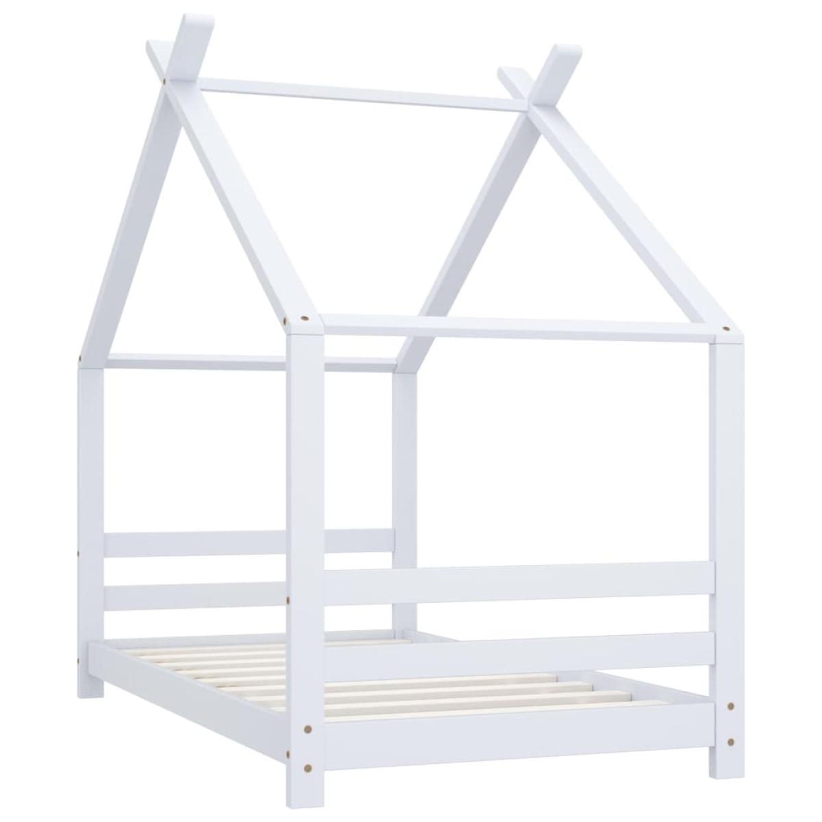 Estructura de cama infantil madera maciza pino blanco 80x160 cm