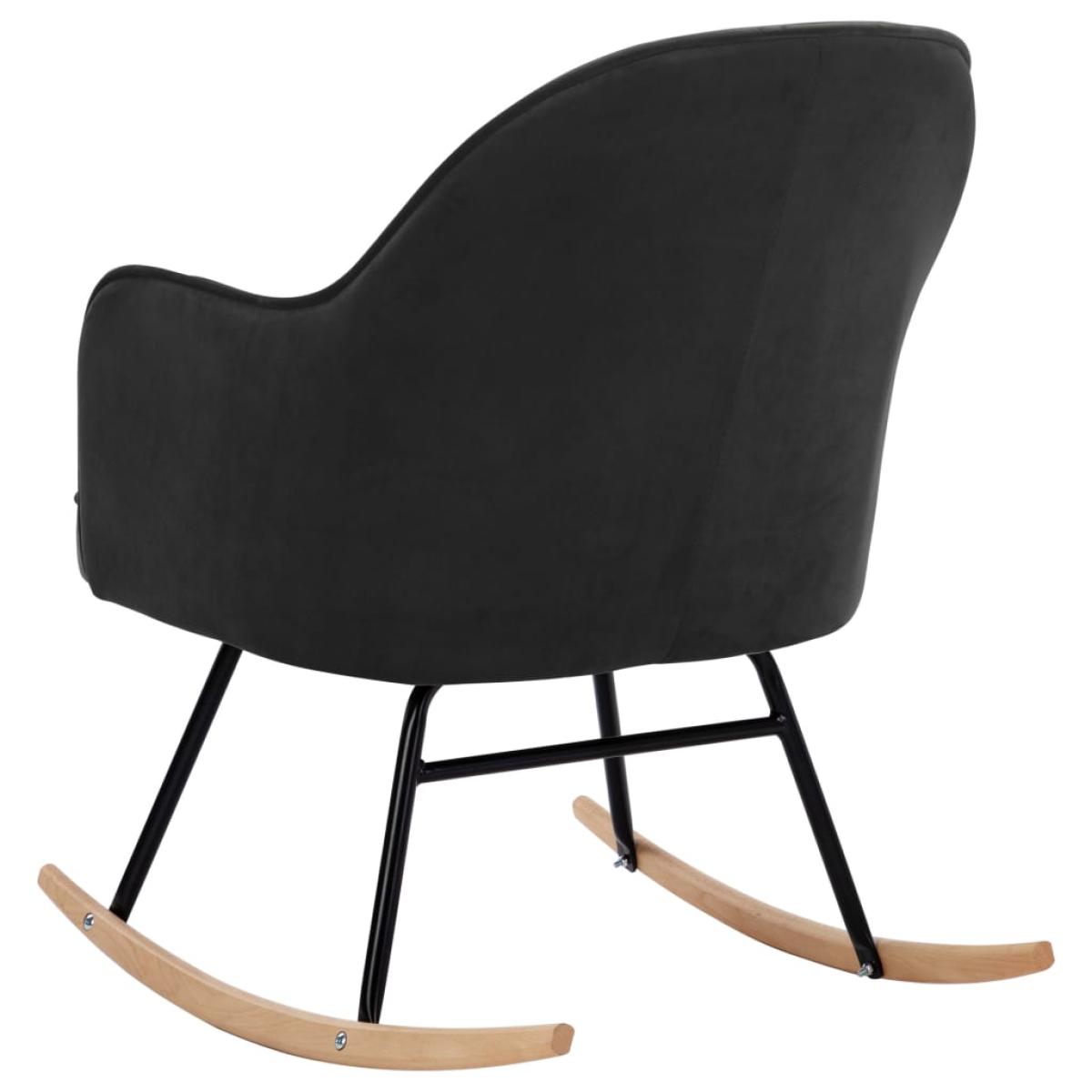 Silla mecedora de terciopelo gris oscuro