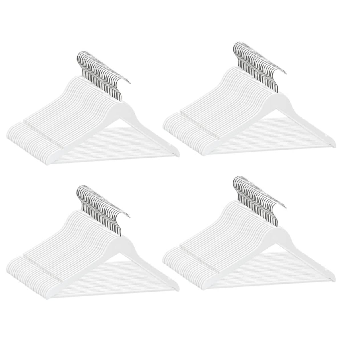 Juego perchas ropa 100 uds antideslizantes madera dura blanco
