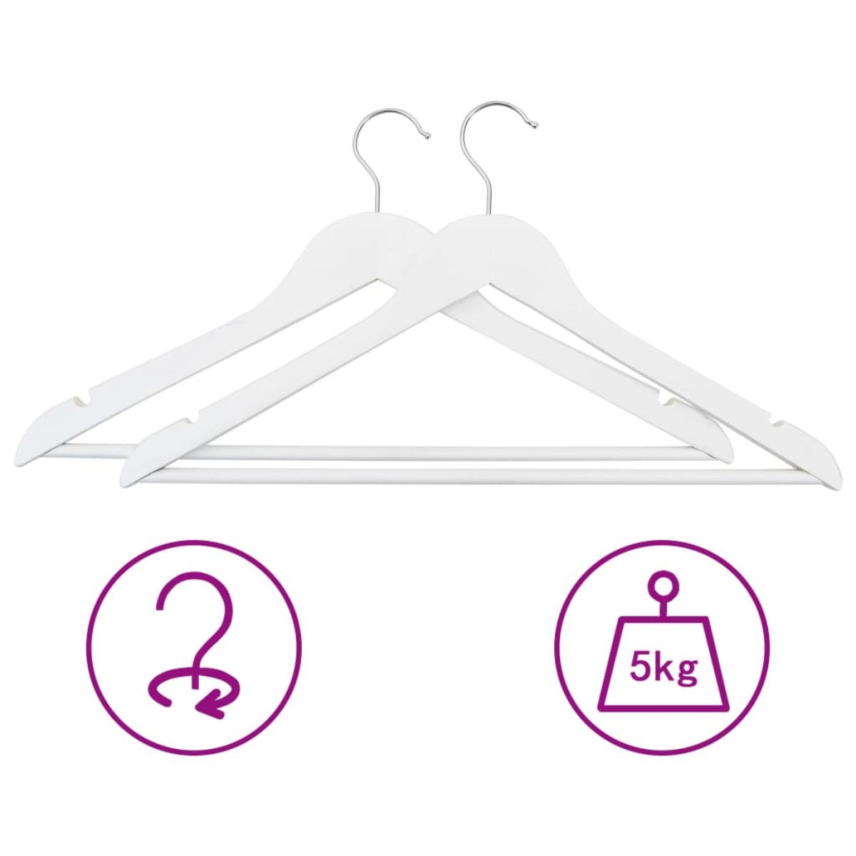Juego perchas ropa 100 uds antideslizantes madera dura blanco