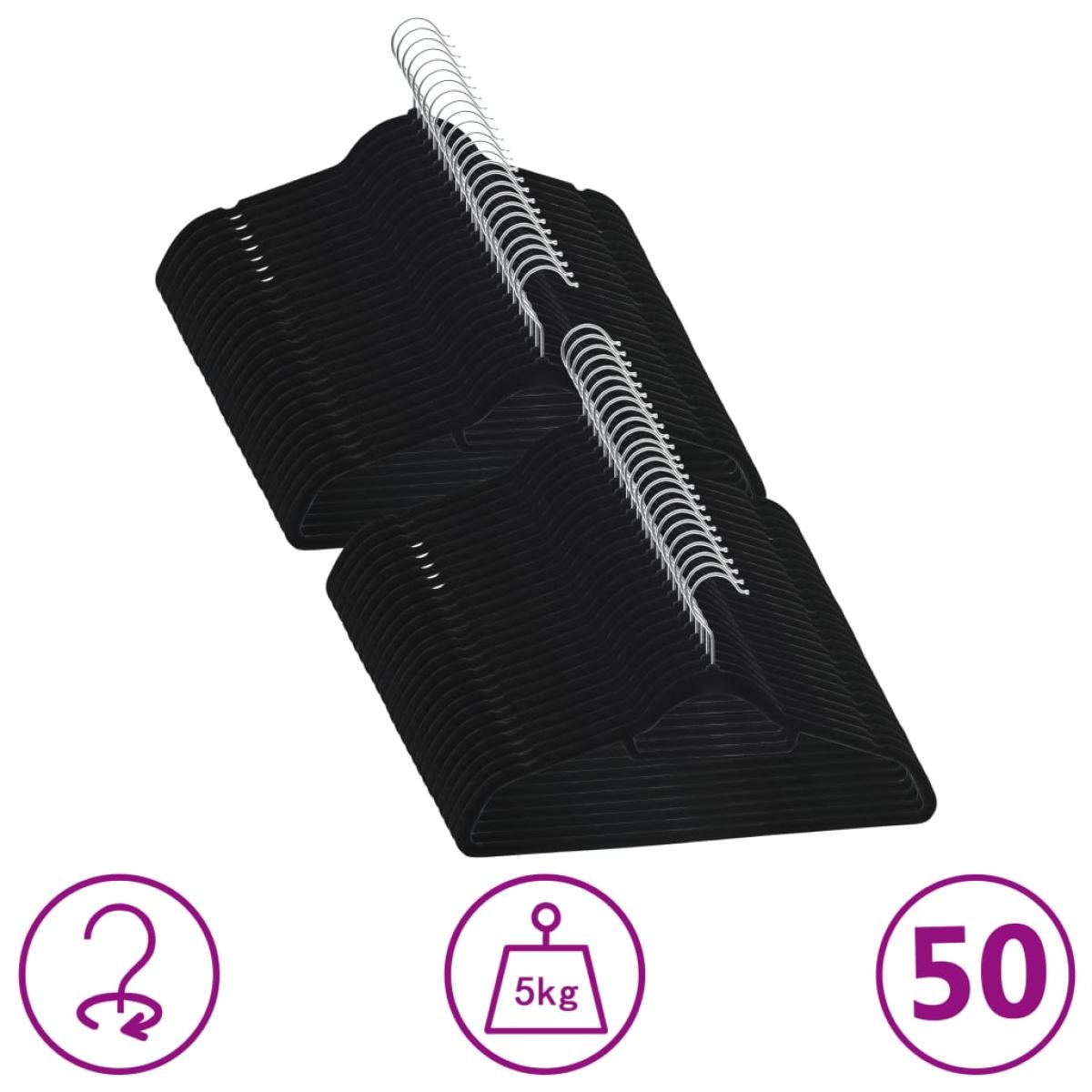 Juego de perchas ropa 50 uds antideslizantes terciopelo negro