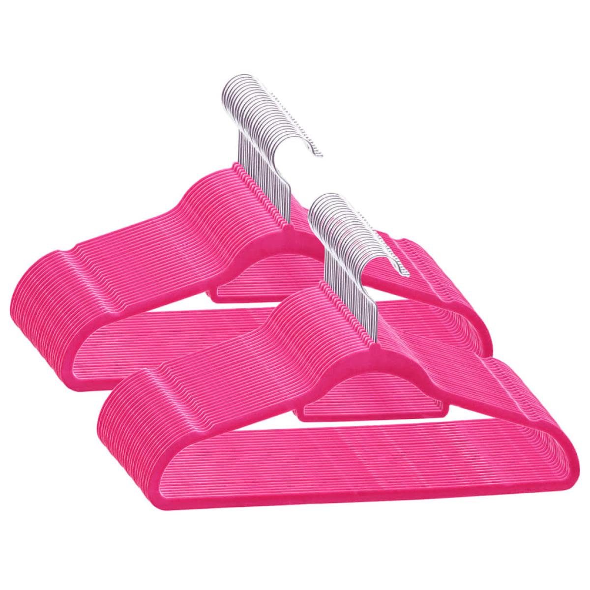 Juego de perchas ropa 50 uds antideslizantes terciopelo rosa