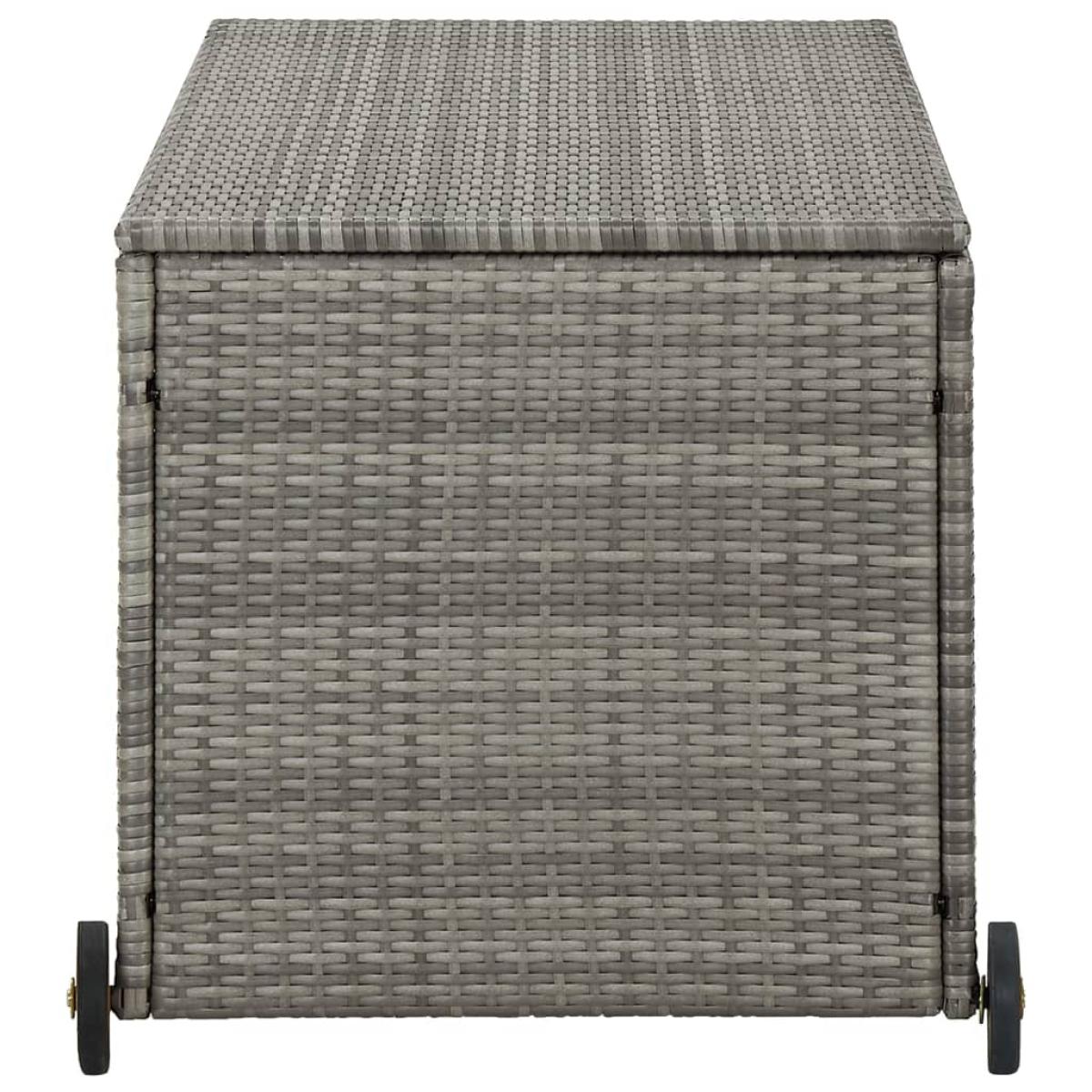 Caja almacenaje jardín ratán sintético gris claro 120x65x61 cm cm