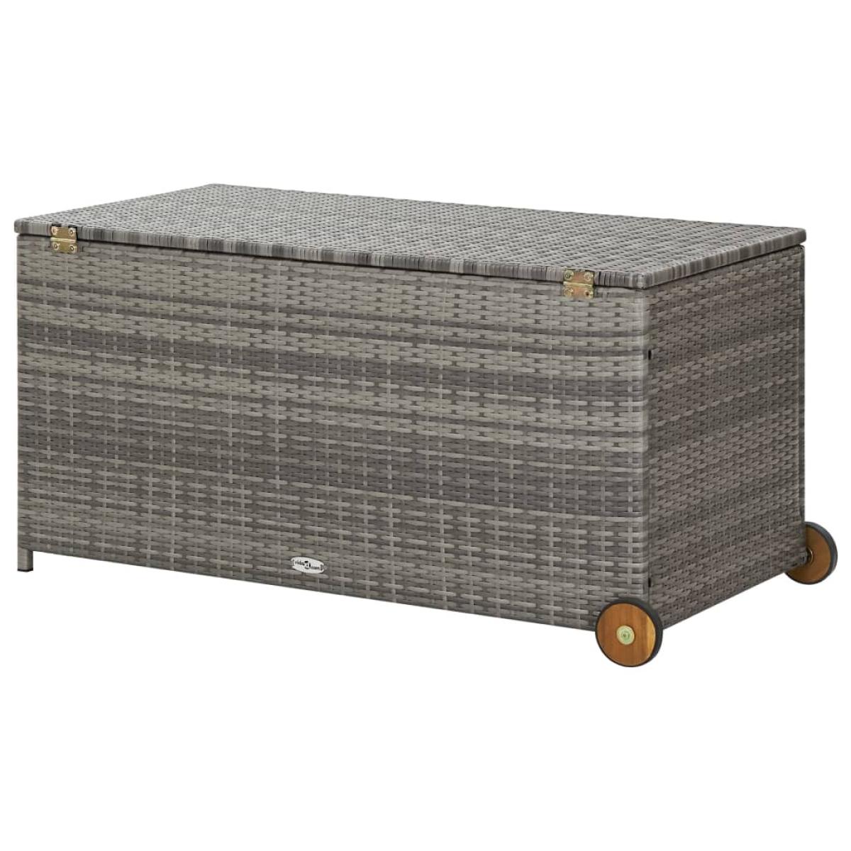 Caja almacenaje jardín ratán sintético gris claro 120x65x61 cm cm