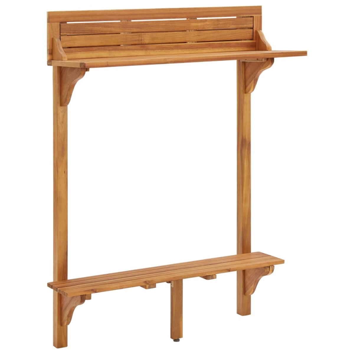 Mesa alta de balcón de madera de acacia maciza 90x37x122,5 cm