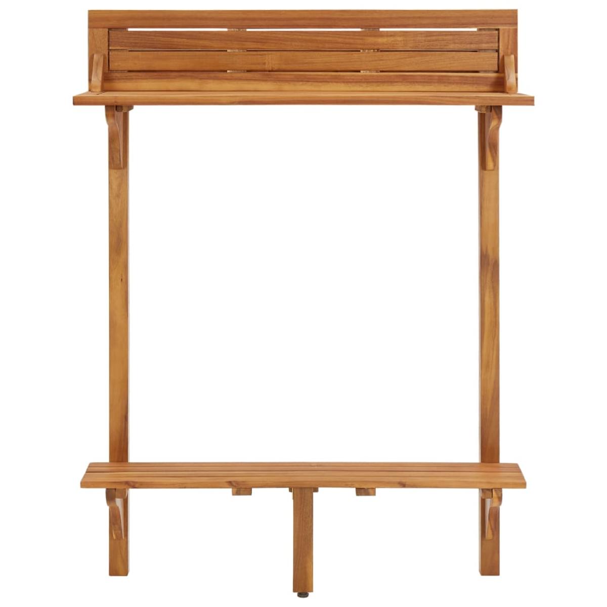 Mesa alta de balcón de madera de acacia maciza 90x37x122,5 cm