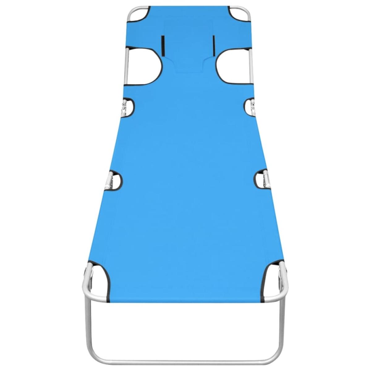Tumbona plegable con cojín para la cabeza acero azul turquesa 