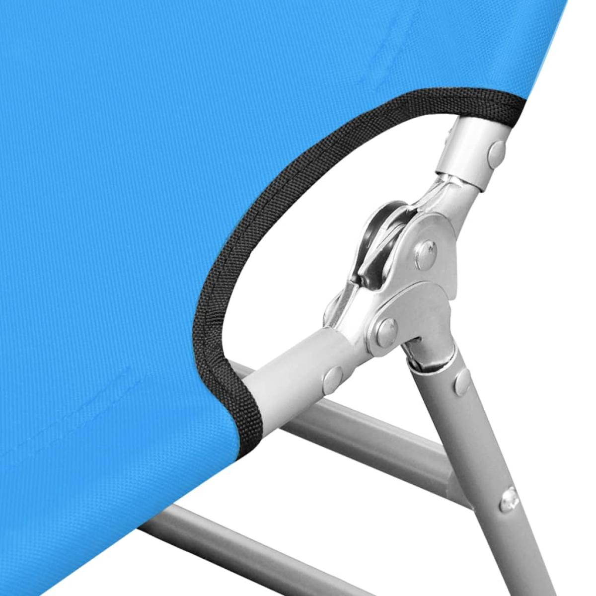 Tumbona plegable con cojín para la cabeza acero azul turquesa 