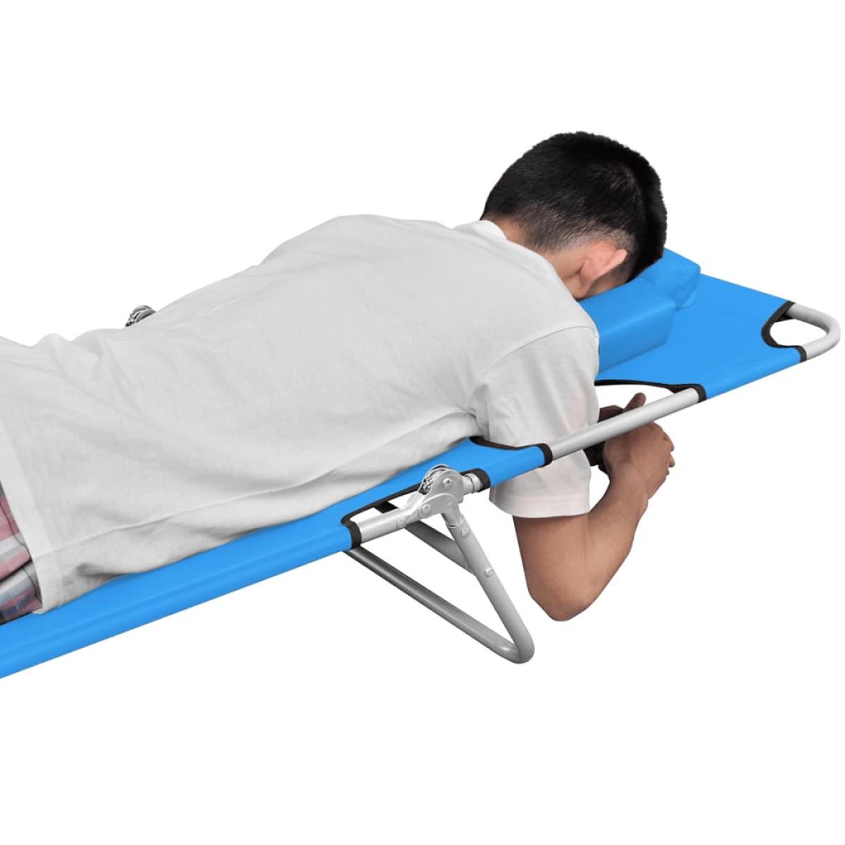 Tumbona plegable con cojín para la cabeza acero azul turquesa 