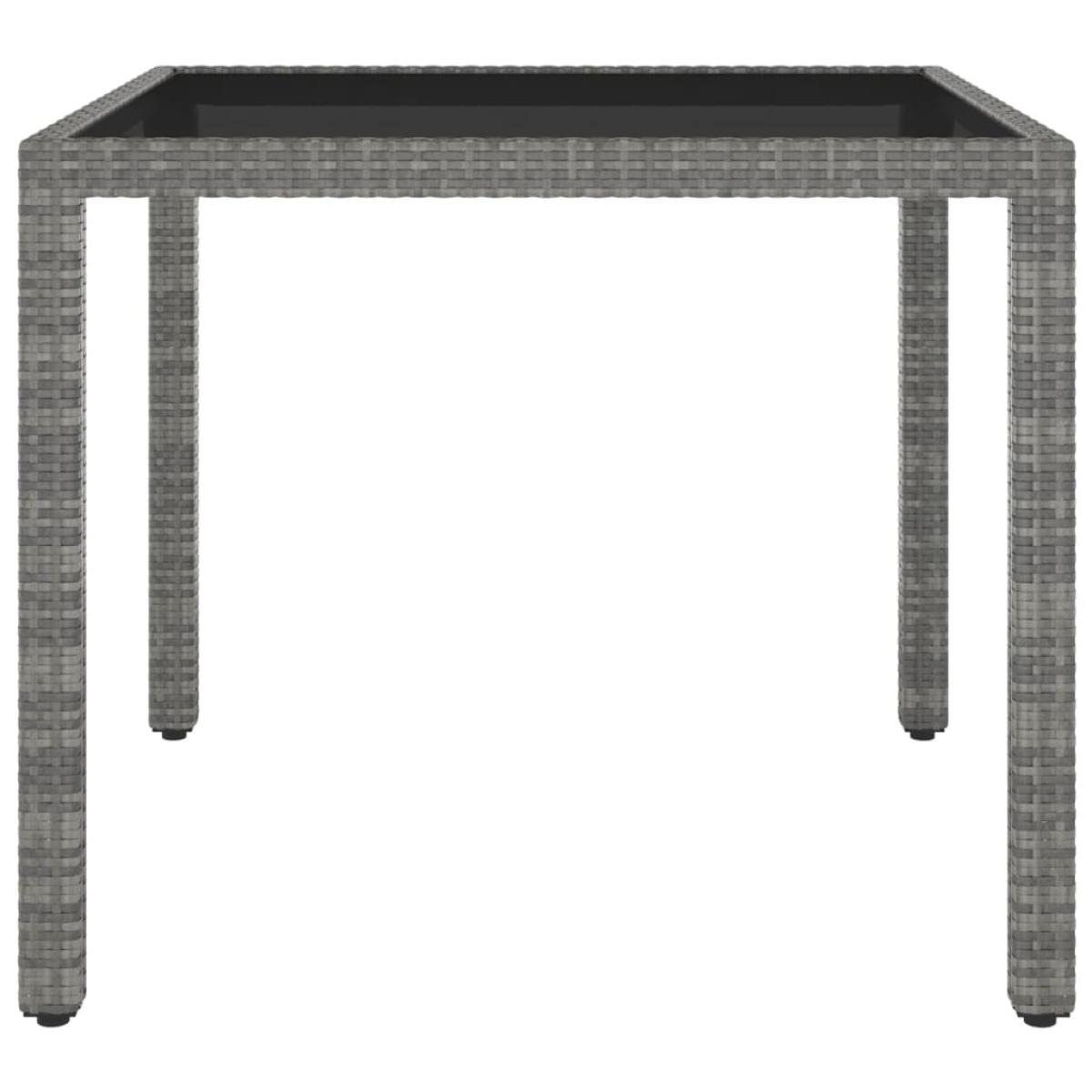 Mesa de jardín ratán sintético gris 90x90x75 cm