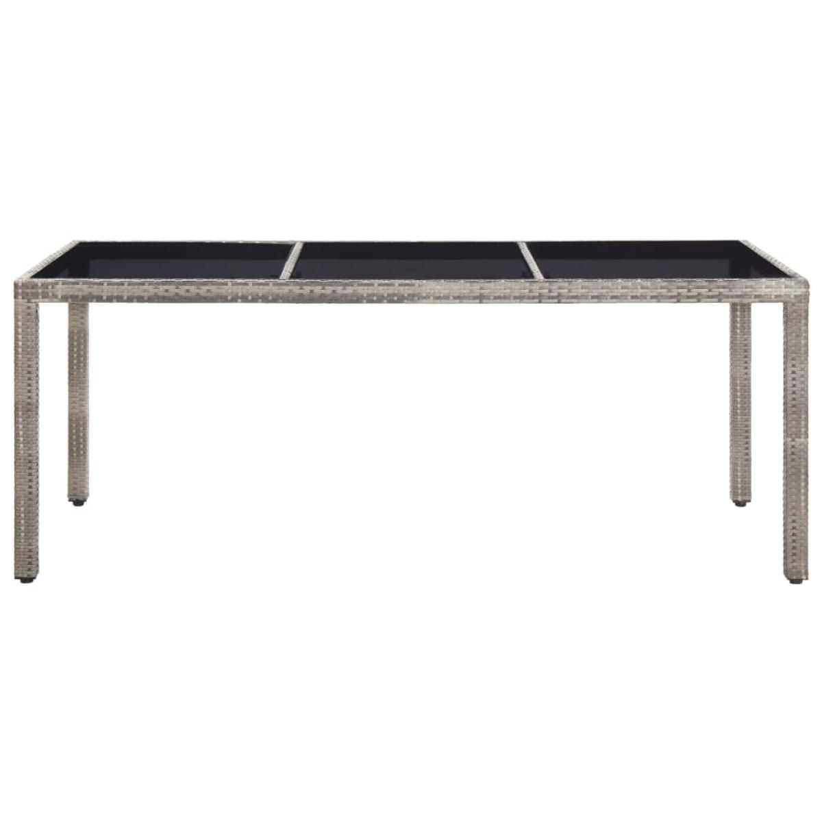 Mesa de jardín de ratán sintético gris 190x90x75 cm